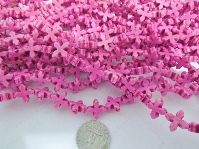 (image for) Pink cross rosette beads #TU-1397-14